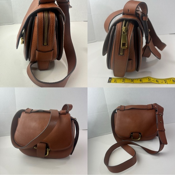J. Crew Rider Brown Pebbled Leather Crossbody Bag Saddle Western Style Purse - Picture 15 of 16